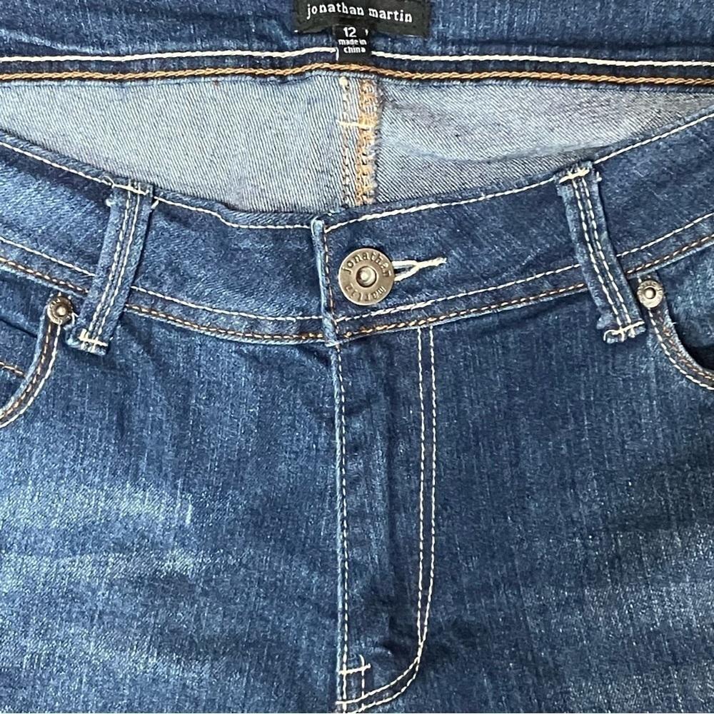 JONATHAN MARTIN Cuffed Capri Denim Jeans SIZE 12 Blue Stretch - Picture 3 of 10